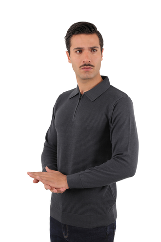 بافت یقه دار نیم زیپ مردانه - 