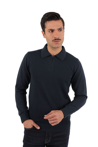 بافت یقه دار نیم زیپ مردانه - 