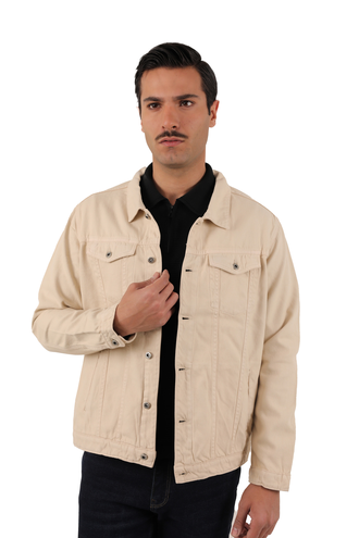 کاپشن کتان مردانه رنگ کرم - 