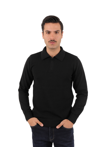 بافت یقه دار نیم زیپ مردانه - 