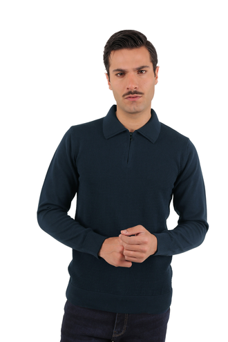 بافت یقه دار نیم زیپ مردانه - 