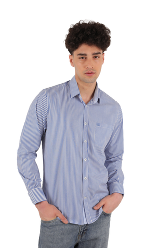 پیراهن آستین بلند کلاسیک مردانه طرح راه راه - 