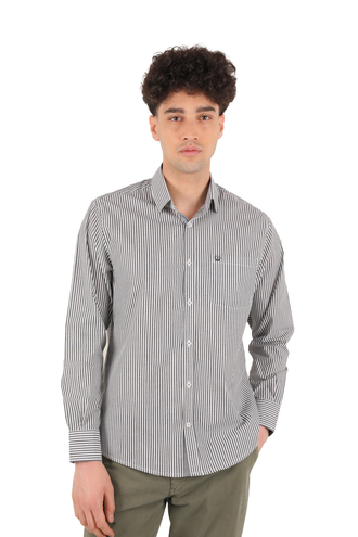 پیراهن آستین بلند کلاسیک مردانه طرح راه راه - 