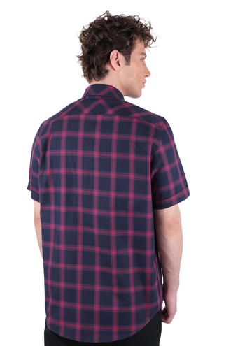 پیراهن آستین کوتاه چهارخانه مردانه - 