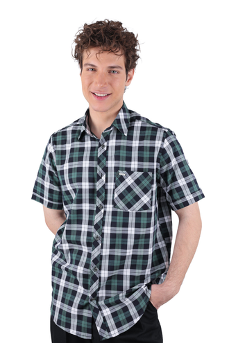 پیراهن آستین کوتاه چهارخانه مردانه - 