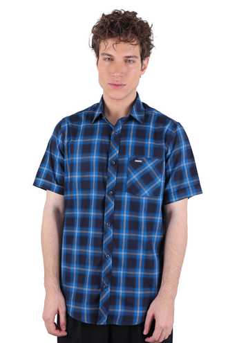 پیراهن آستین کوتاه چهارخانه مردانه - 