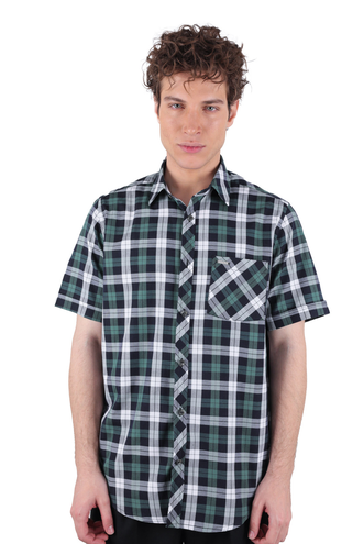 پیراهن آستین کوتاه چهارخانه مردانه - 