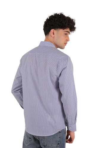 پیراهن آستین بلند کلاسیک مردانه طرح راه راه - 