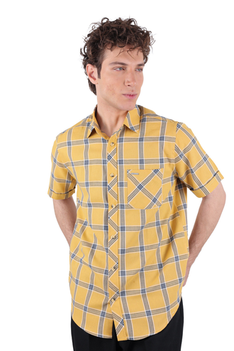 پیراهن آستین کوتاه چهارخانه مردانه - 