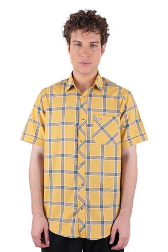 پیراهن آستین کوتاه چهارخانه مردانه - 