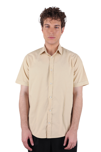 پیراهن آستین کوتاه کتان مردانه - 