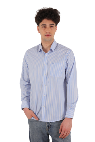 پیراهن آستین بلند کلاسیک مردانه طرح راه راه - 