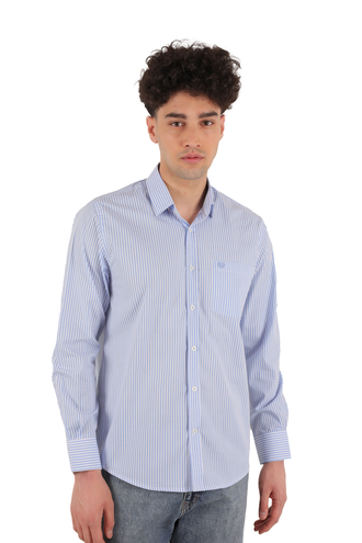 پیراهن آستین بلند کلاسیک مردانه طرح راه راه - 