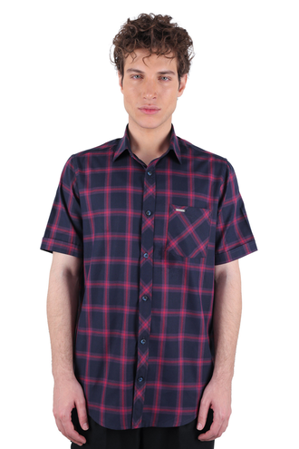 پیراهن آستین کوتاه چهارخانه مردانه - 