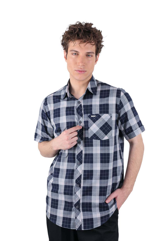 پیراهن آستین کوتاه چهارخانه مردانه - 