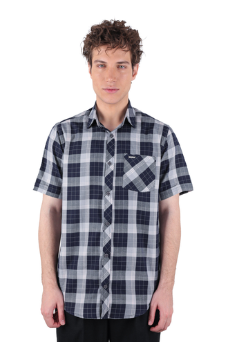 پیراهن آستین کوتاه چهارخانه مردانه - 