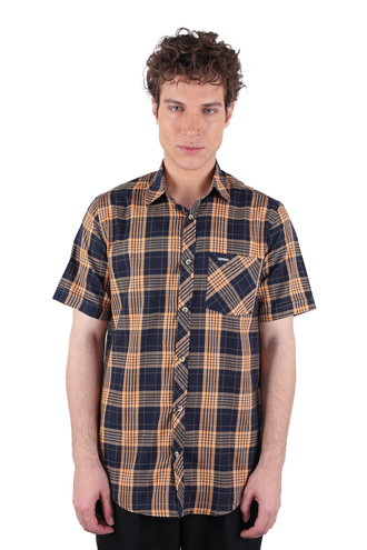 پیراهن آستین کوتاه چهارخانه مردانه - 