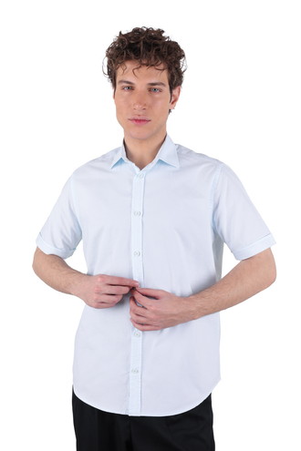 پیراهن آستین کوتاه کتان مردانه - 