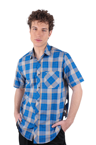 پیراهن آستین کوتاه چهارخانه مردانه - 