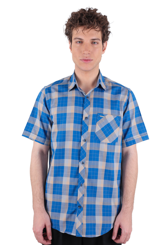 پیراهن آستین کوتاه چهارخانه مردانه - 