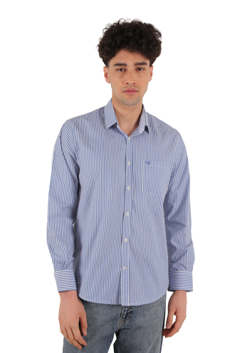پیراهن آستین بلند کلاسیک مردانه طرح راه راه - 