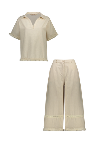 ست شومیز آستین کیمونو و شلوار دمپا زنانه - 