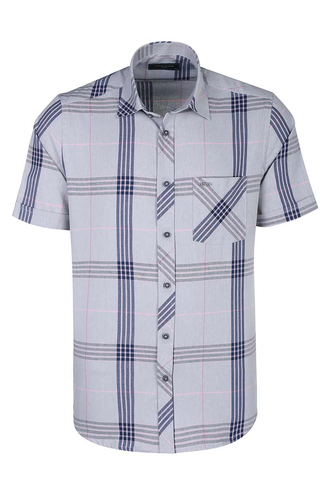 پیراهن آستین کوتاه چهارخانه مردانه - 