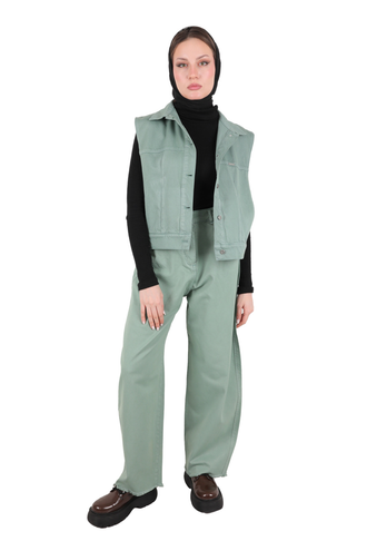 ست جلیقه و شلوار کتان زنانه - 