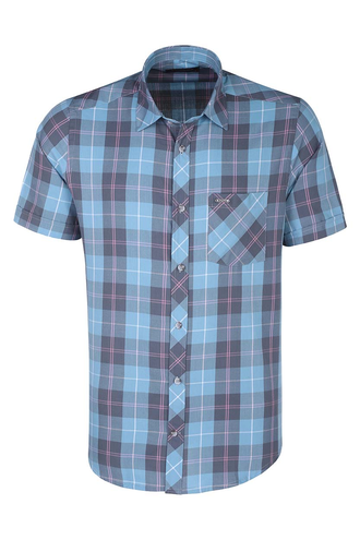 پیراهن آستین کوتاه چهارخانه مردانه - 