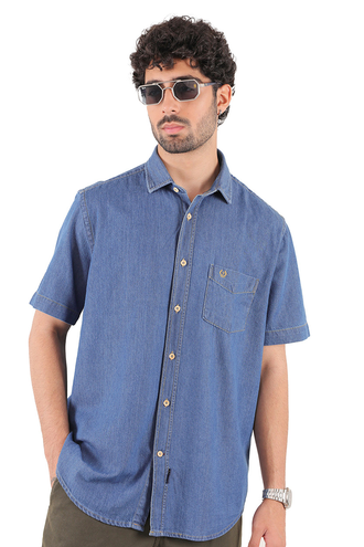 پیراهن آستین کوتاه یقه برگردان کلاسیک مردانه - 