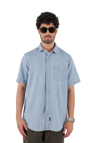 پیراهن آستین کوتاه یقه برگردان کلاسیک مردانه - 