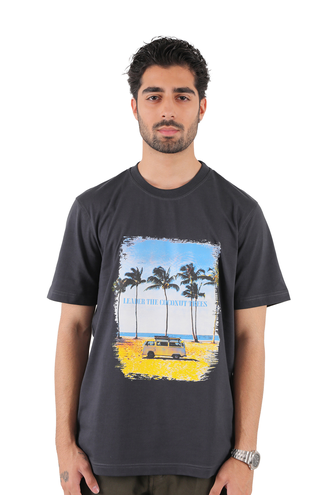 تیشرت آستین کوتاه یقه گرد چاپدار - 