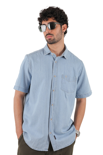 پیراهن آستین کوتاه یقه برگردان کلاسیک مردانه - 