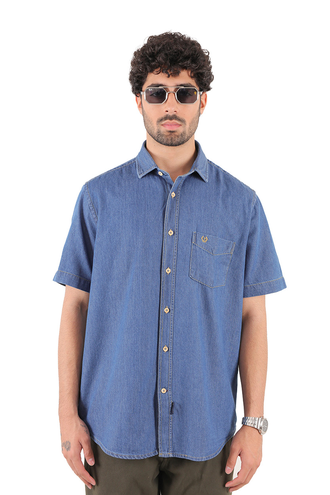 پیراهن آستین کوتاه یقه برگردان کلاسیک مردانه - 