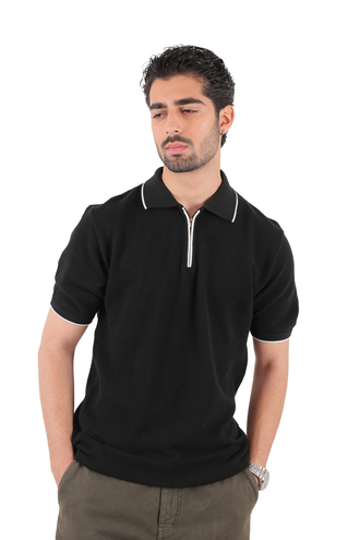 تیشرت بافت یقه دار مردانه - 