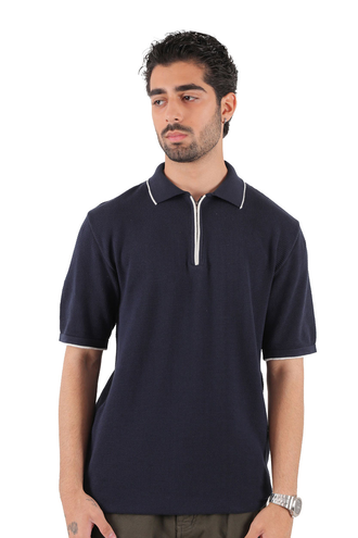 تیشرت بافت یقه دار مردانه - 