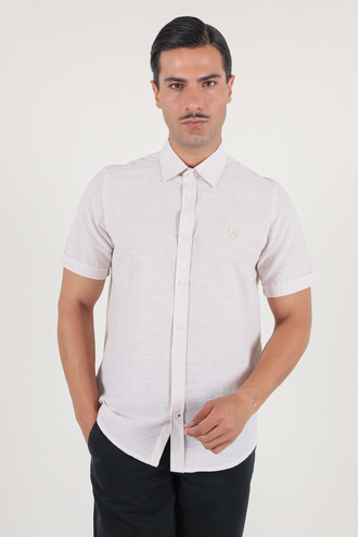 پیراهن آستین کوتاه مردانه کلاسیک طرح راه راه - 