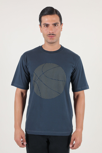 تیشرت آستین کوتاه یقه گرد چاپدار - 