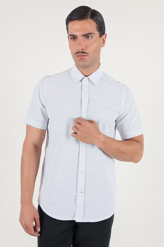 پیراهن آستین کوتاه مردانه کلاسیک طرح راه راه - 