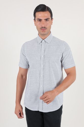 پیراهن آستین کوتاه مردانه کلاسیک طرح راه راه - 