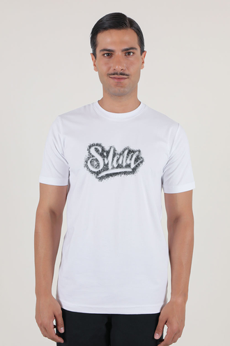 تیشرت آستین کوتاه یقه گرد چاپدار - 