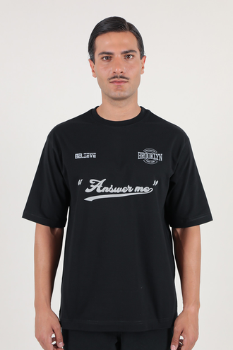 تیشرت آستین کوتاه یقه گرد چاپدار - 