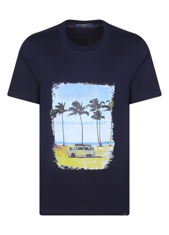 تیشرت آستین کوتاه یقه گرد چاپدار - 