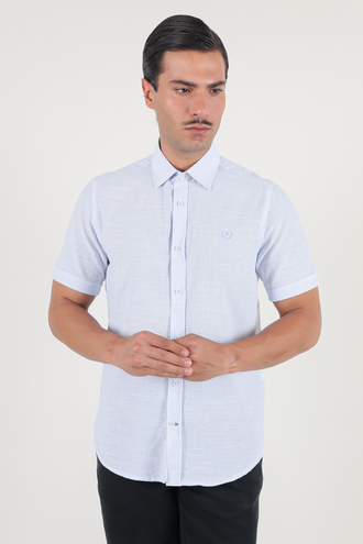 پیراهن آستین کوتاه مردانه کلاسیک طرح راه راه - 