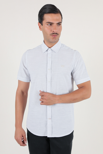 پیراهن آستین کوتاه مردانه کلاسیک طرح راه راه - 