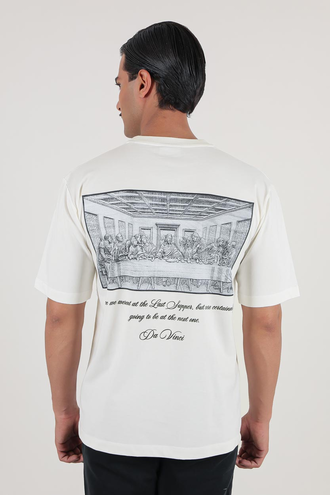 تیشرت آستین کوتاه یقه گرد چاپدار - 