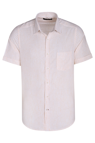 پیراهن آستین کوتاه مردانه کلاسیک طرح راه راه - 