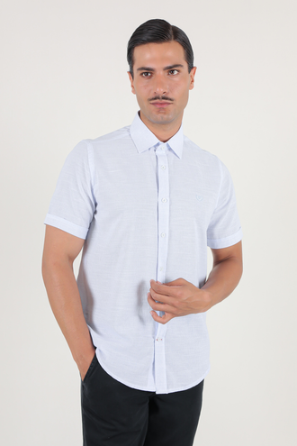 پیراهن آستین کوتاه مردانه کلاسیک طرح راه راه - 