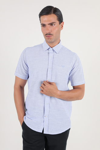 پیراهن آستین کوتاه مردانه کلاسیک طرح راه راه - 