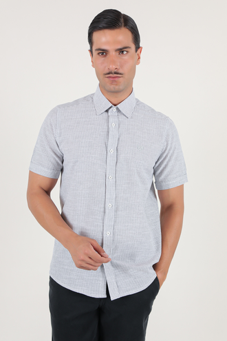 پیراهن آستین کوتاه مردانه کلاسیک طرح راه راه - 